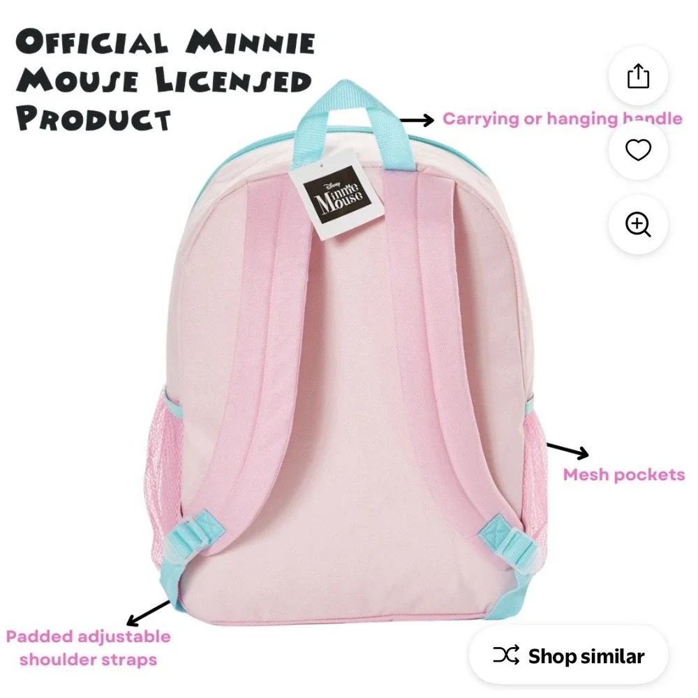 Disney Minnie Mouse Kids 16 inch Backpack Pink Blue Feel Good Reflective School‎